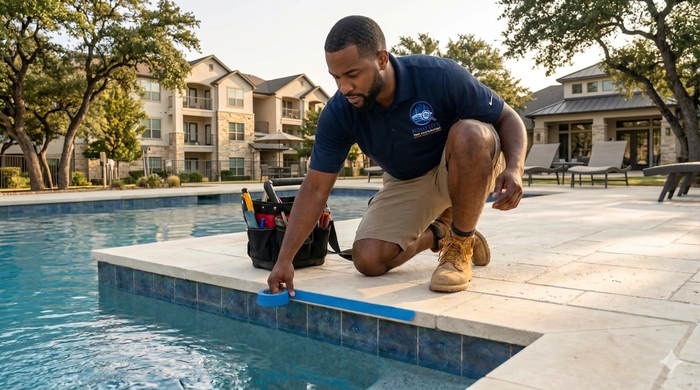 man doing a pool leak repair